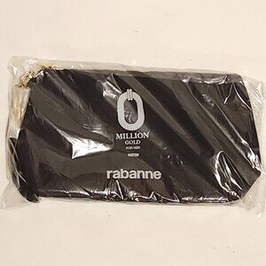 ATTRACTIVE PACO RABANNE Cosmetic Pouch Make Up Bag Clutch Black Zip